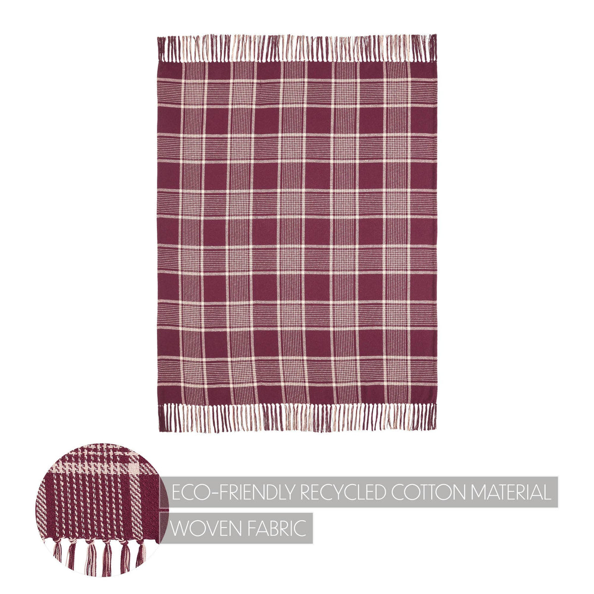 Eston Burgundy Tan Plaid Throw Blanket 50x60