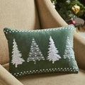 4 Christmas Trees Green Velvet Throw Pillow 14x10