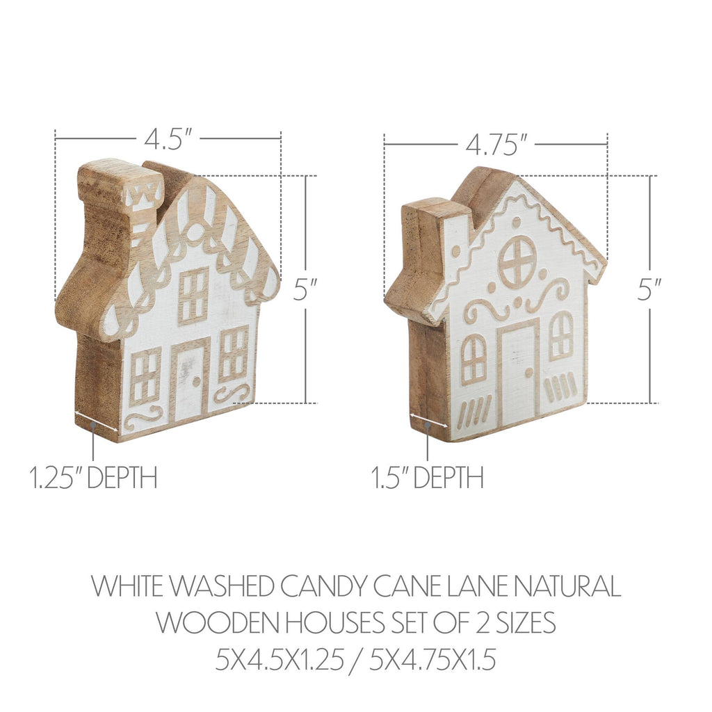 Candy Cane Lane Natural Wooden Houses Set 2pc