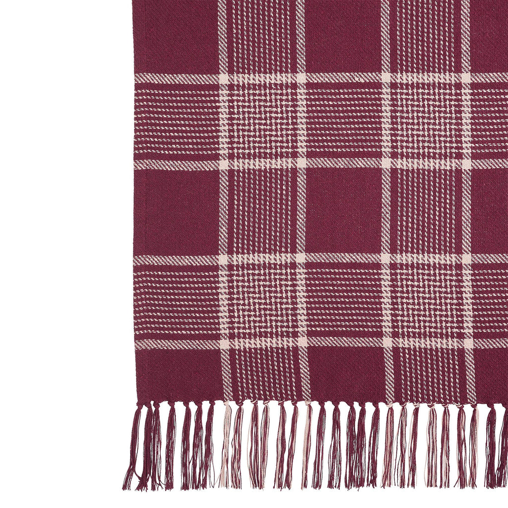 Eston Burgundy Tan Plaid Throw Blanket 50x60