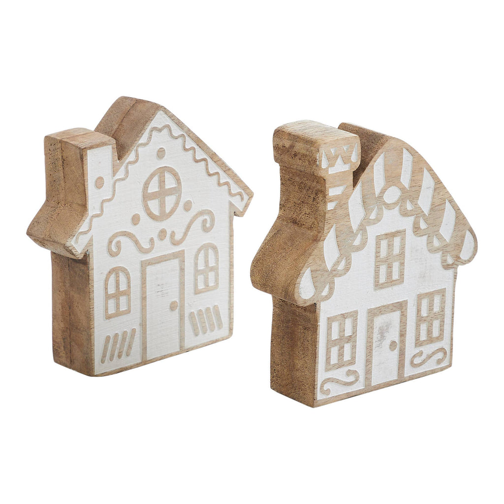 Candy Cane Lane Natural Wooden Houses Set 2pc