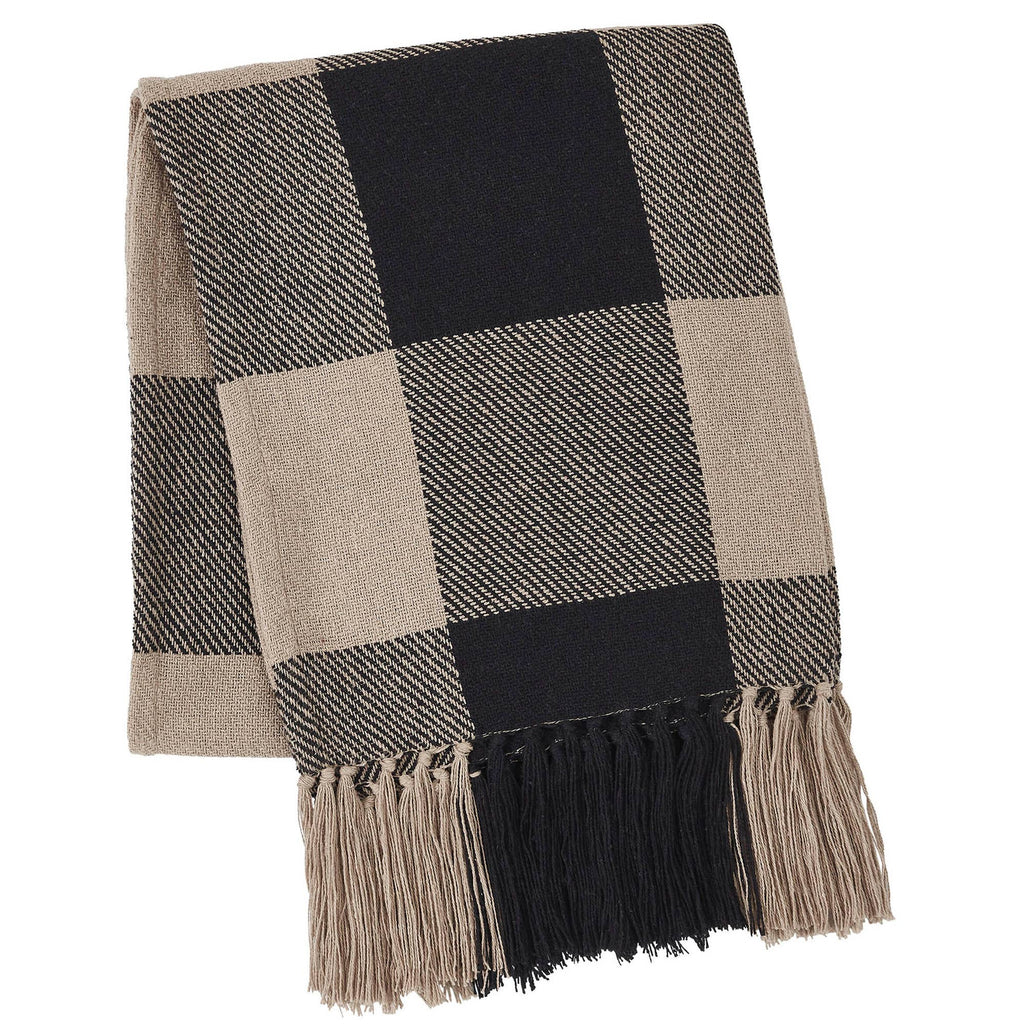 Black Tan Buffalo Check Woven Throw Blanket 50x60