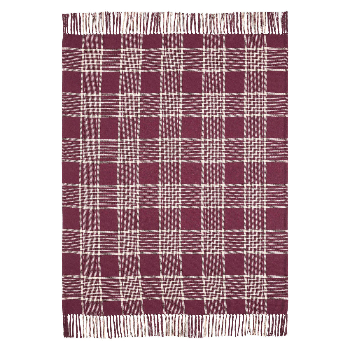 Eston Burgundy Tan Plaid Throw Blanket 50x60