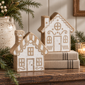 Candy Cane Lane Natural Wooden Houses Set 2pc
