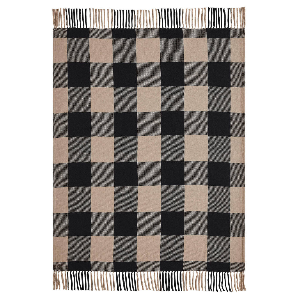 Black Tan Buffalo Check Woven Throw Blanket 50x60