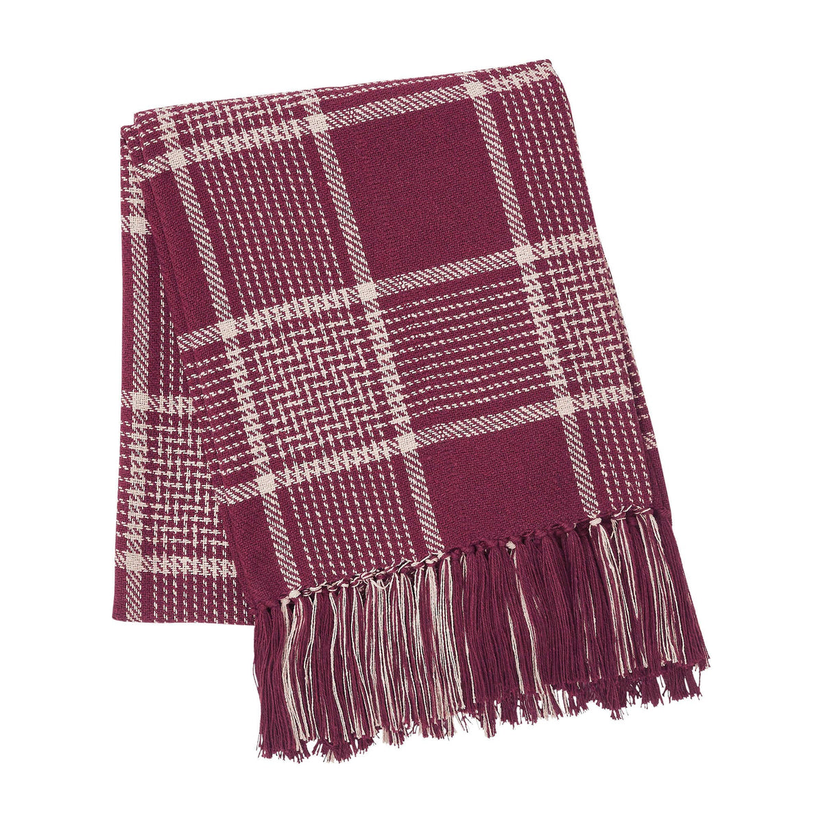 Eston Burgundy Tan Plaid Throw Blanket 50x60